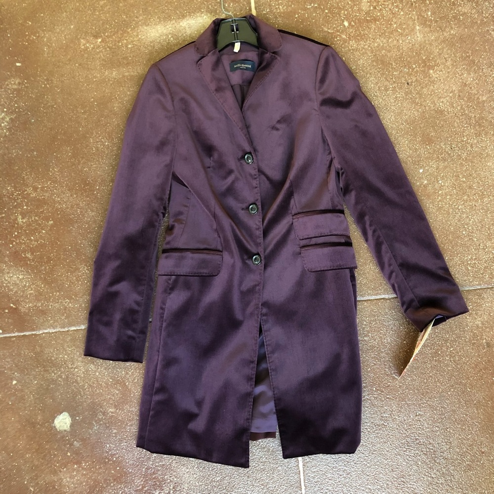 Purple Velvet Jacket Long Knee Length